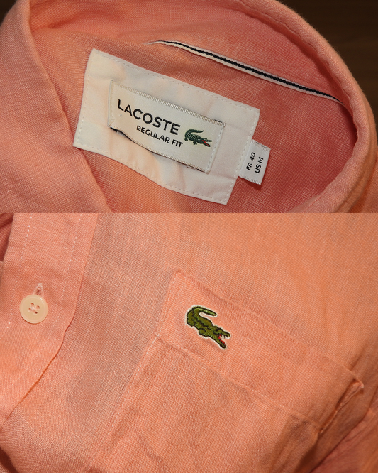 Lacoste® Regular Button-Up Shirt (Salmon) [Size M]